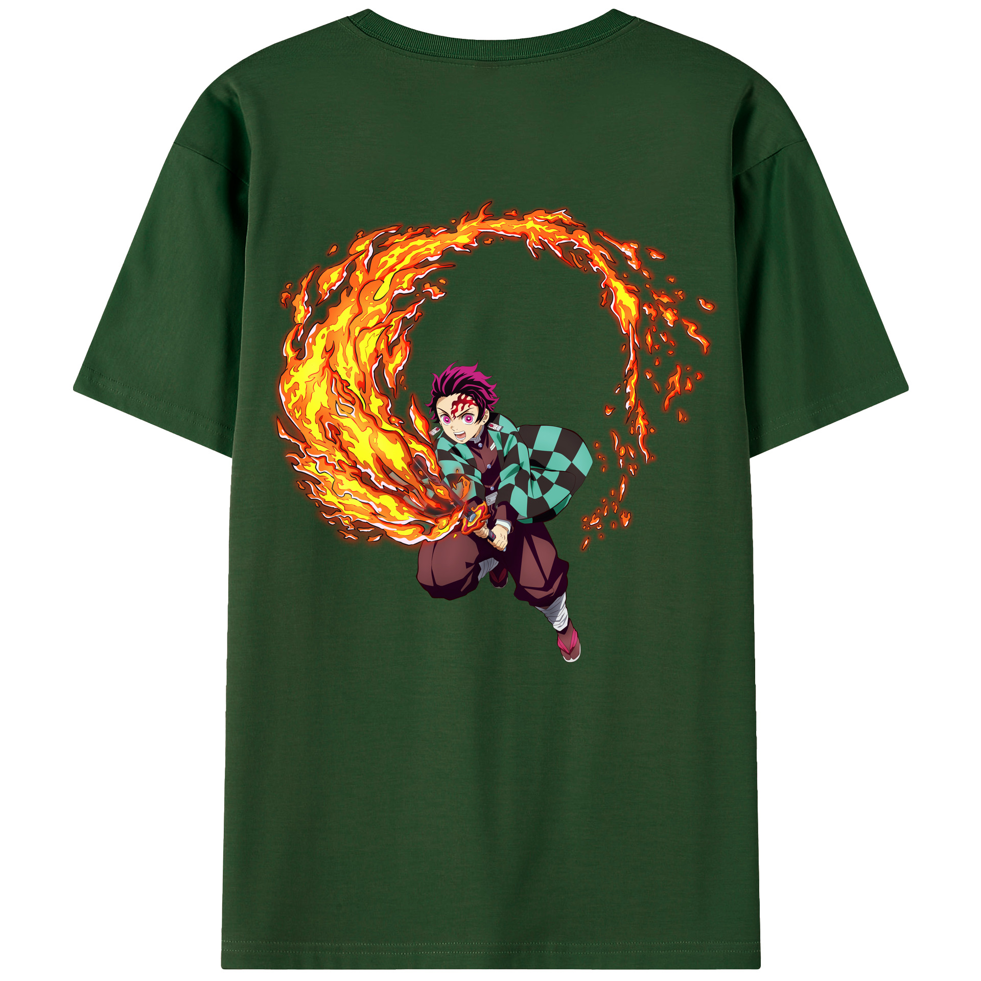 （画像用） 鬼滅の刃 竈門 炭治郎／かまど たんじろう Kamado Tanjirou 綿100％半袖Tシャツ（背面プリント）